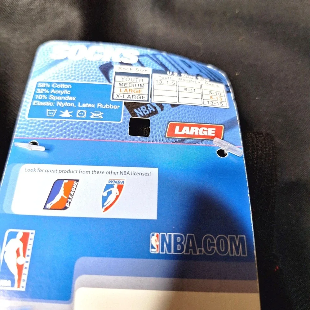 Large‎ youth boys authentic black NBA socks